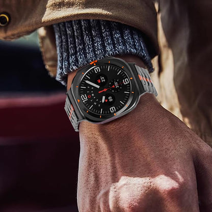 WONJOY Correa de Metal de Repuesto para Samsung Galaxy Watch Ultra 47mm (Negro y Naranja)