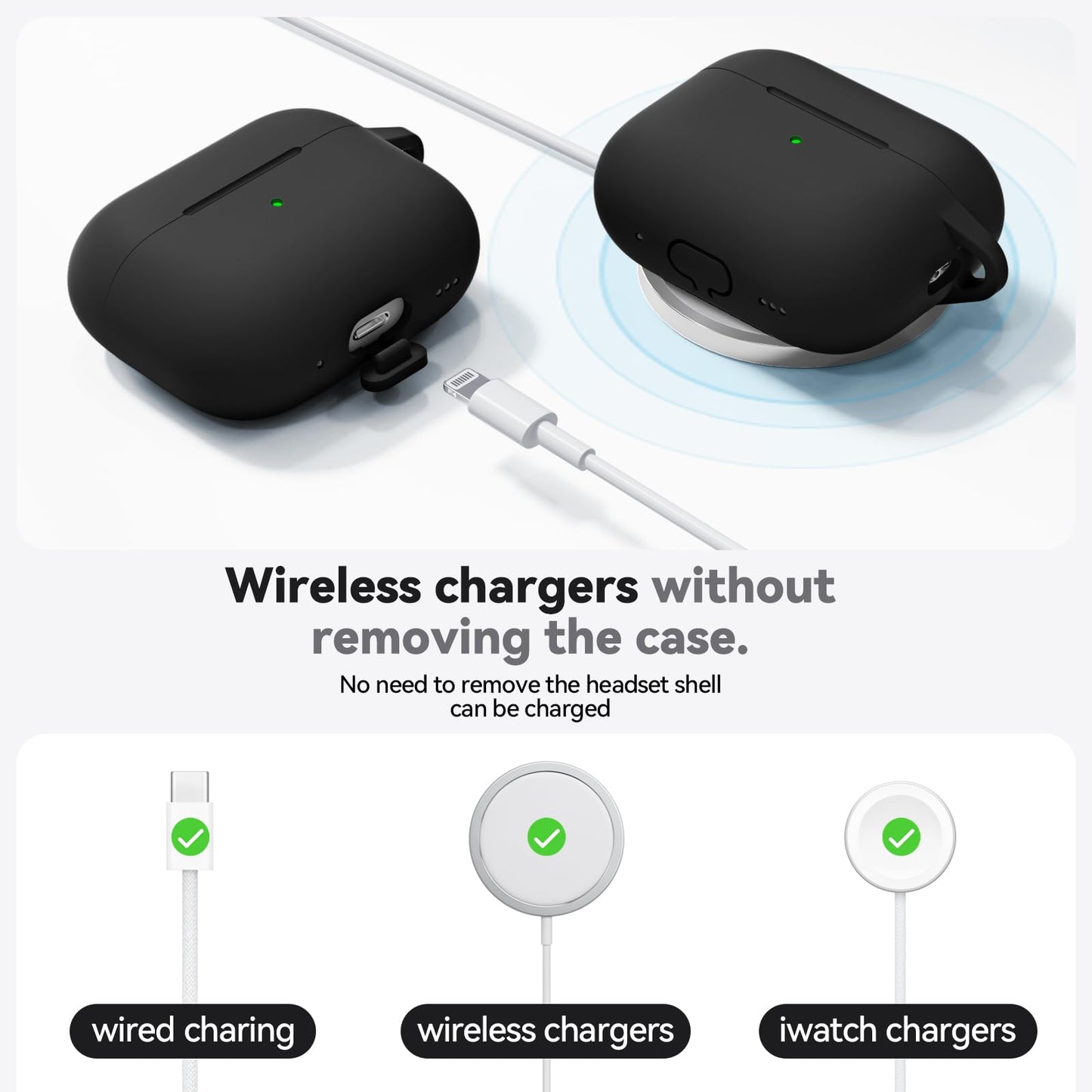 Ljusmicker Funda Protectora de Silicona para AirPods Pro 3 (Negro)