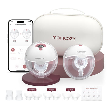 Momcozy M5 Extractor de Leche Portátil (Paquete de 2 / Rojo Acogedor)
