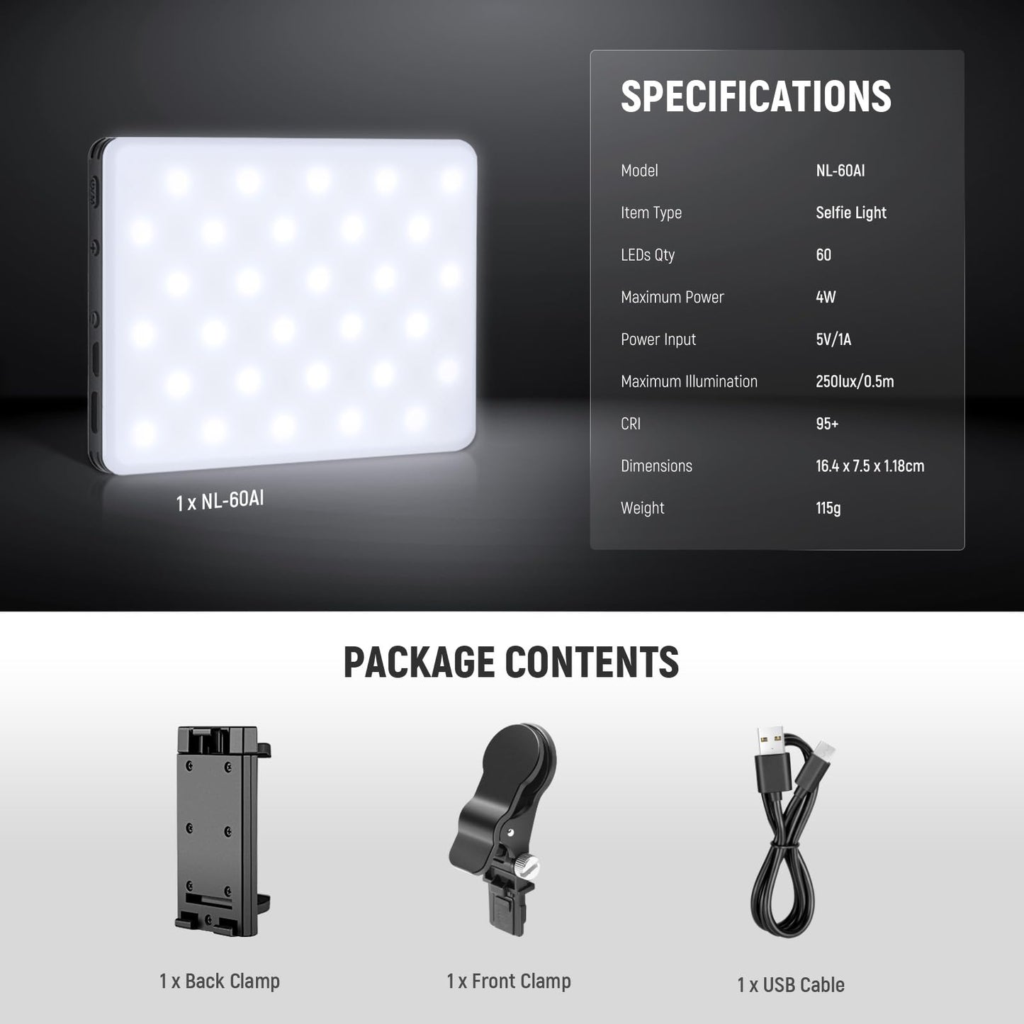 NEEWER Basics NL-60AI Luz para Selfie
