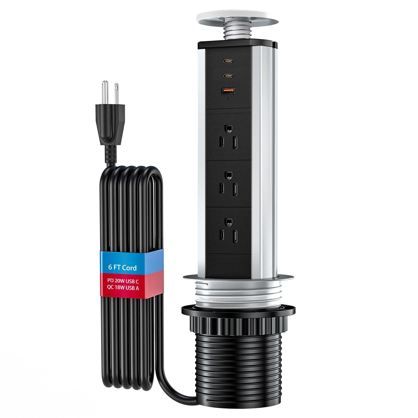 BTU Salida de Corriente Emergente para Encimera (20W / Negro y Plata)