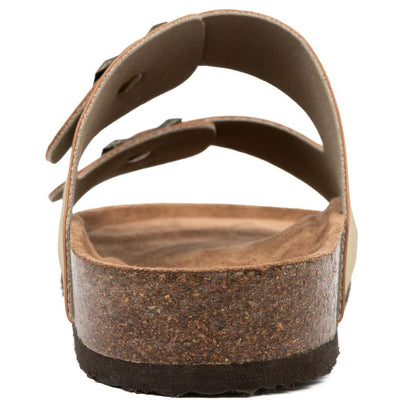 Nautica Men's Double Buckle Slide Sandals – Adjustable Strap Slip-On with Cushioned Footbed & Cork Sole for Comfort and Support-Triun-Light Tan-Size