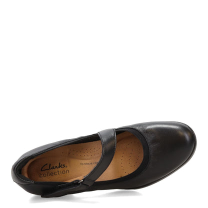 Clarks Black's Emily 2 Mabel Pump, Black Leather