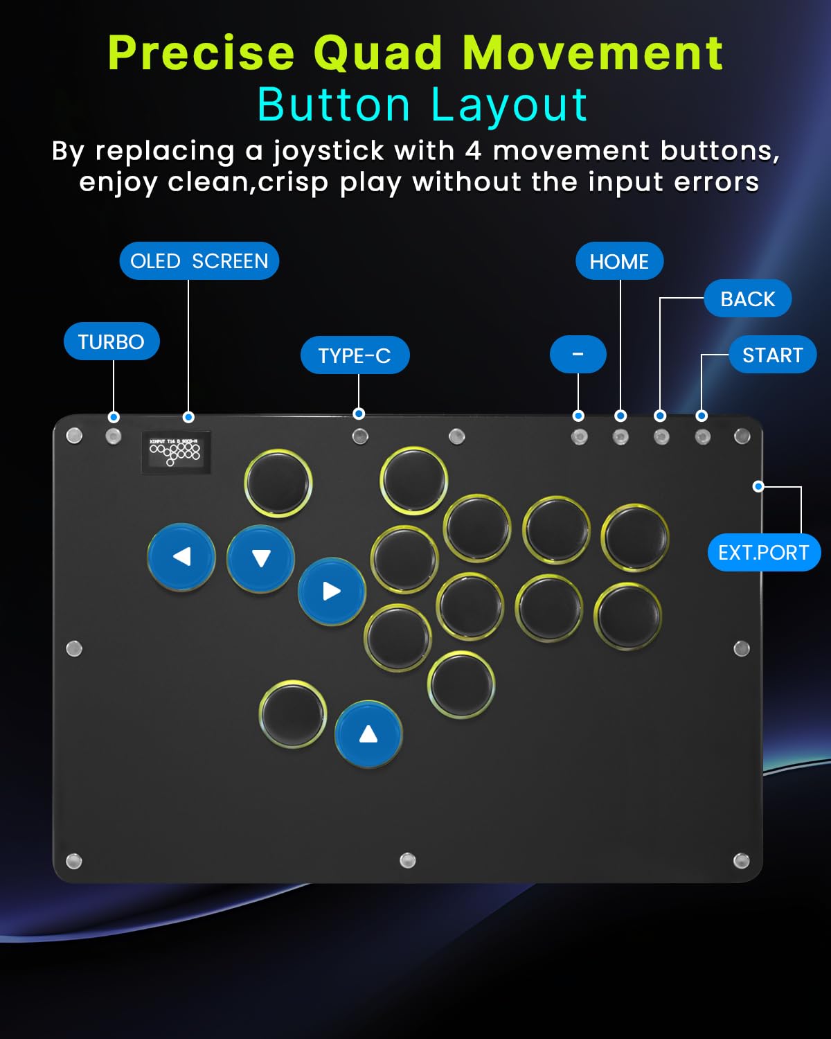 Sehawei Controlador Arcade All-Button Haute42 T16 Pro V2 (Negro)