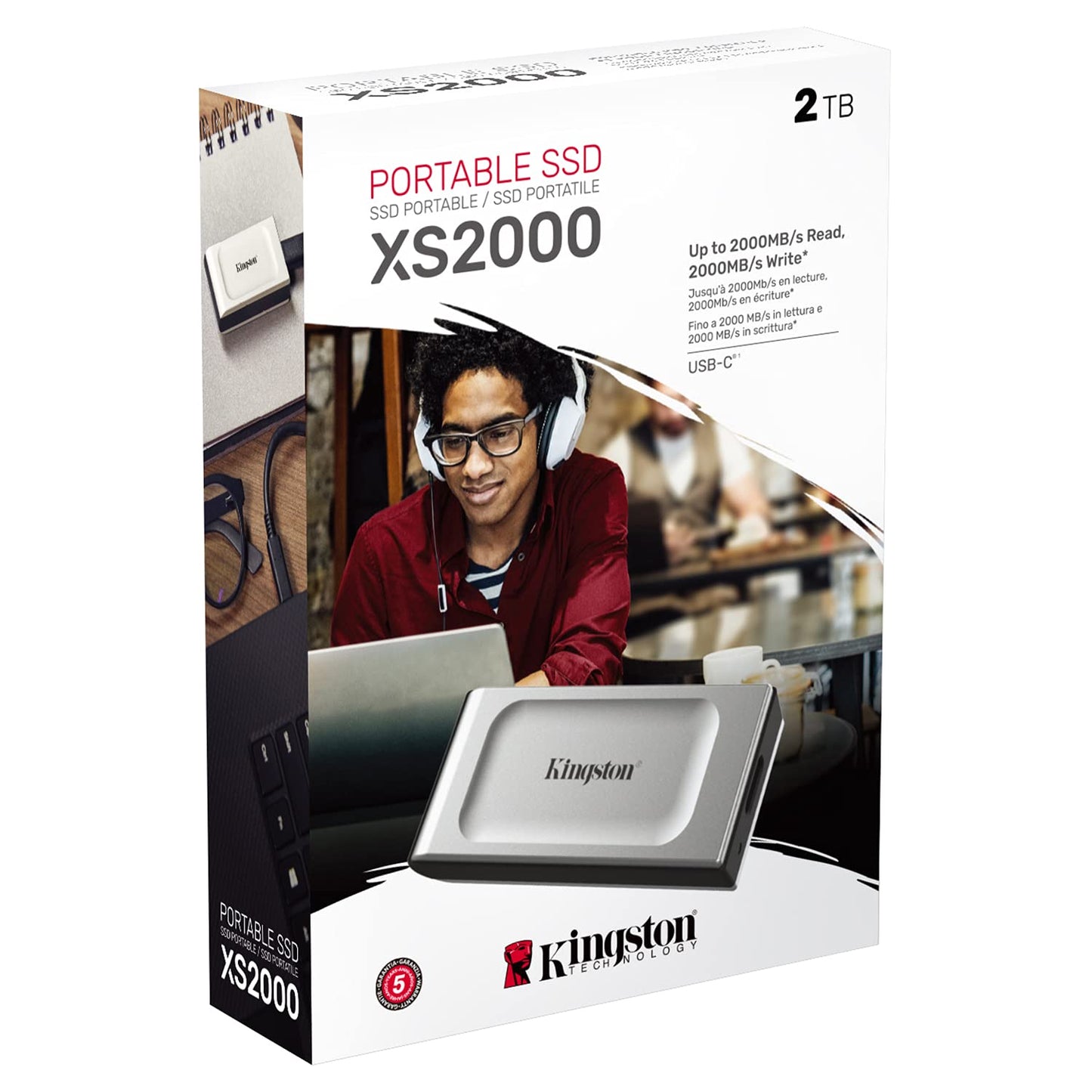 Kingston XS2000 2TB High Performance Portable SSD with USB-C | Pocket-sized | USB 3.2 Gen 2x2 | External Solid State Drive | Up to 2000MB/s | SXS2000/2000G