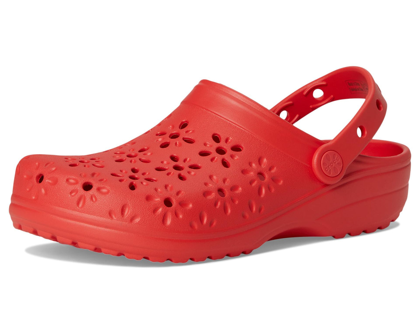 Crocs Classic Clogs with Floral Cut Out Design Cherry Red