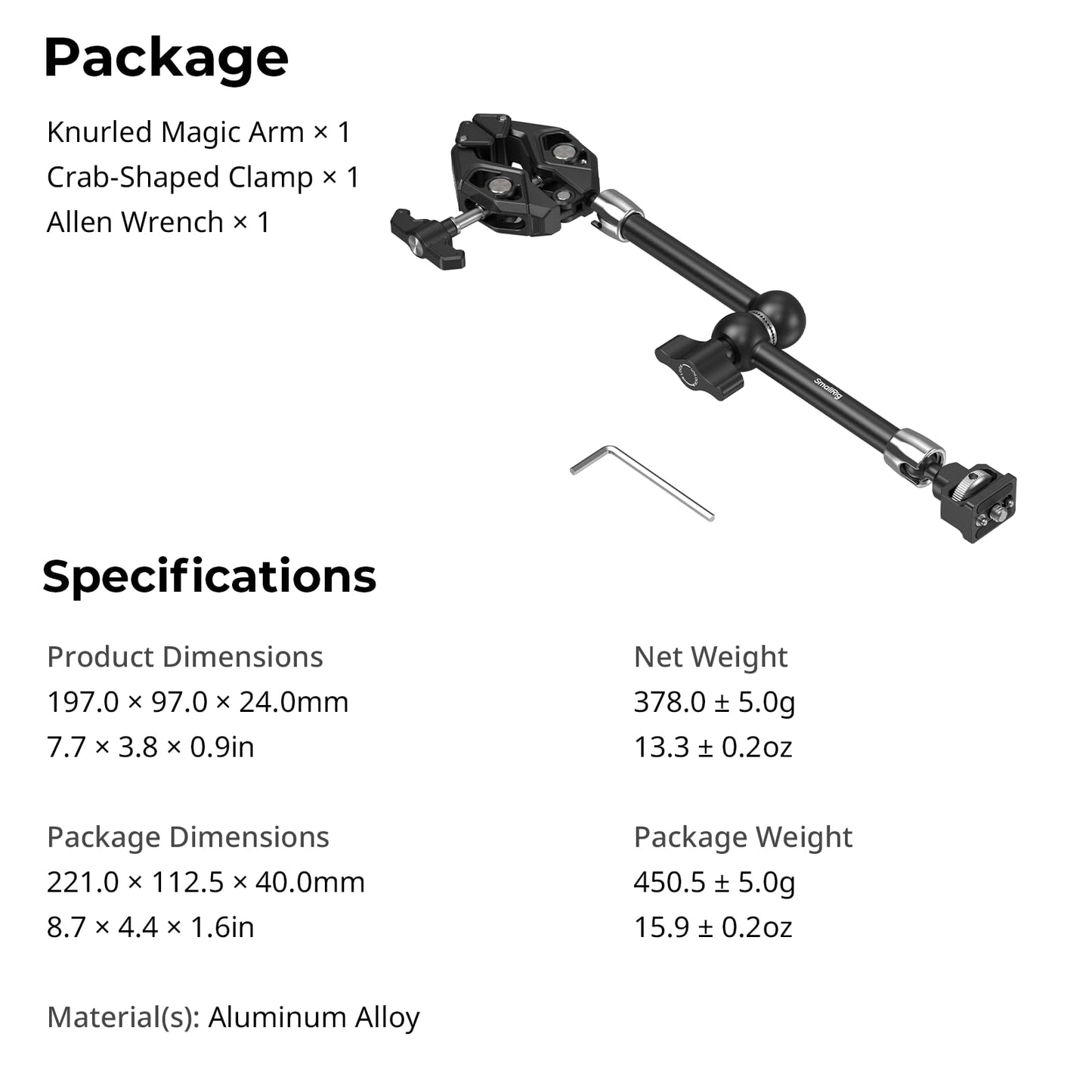 SMALLRIG Abrazadera de Brazo Mágico de 12.9 Pulgadas (Modelo 5312)