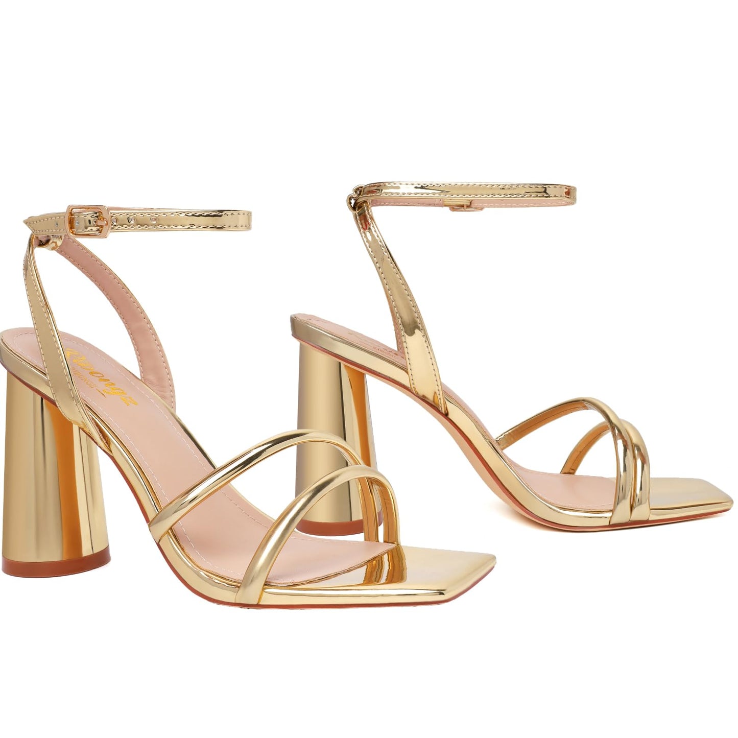 RIBONGZ Sandalias de Tacón Alto para Graduación (Talla 6 / Dorado)