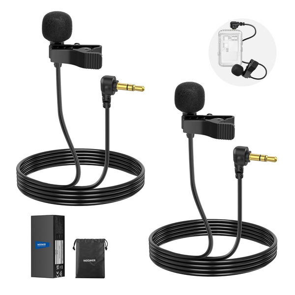 NEEWER Mini Micrófono Lavalier (Paquete de 2)