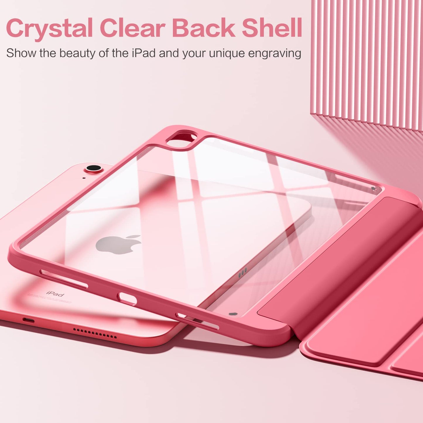 Wenlaty Funda Protectora Plegable para iPad (Rosa Sandía)