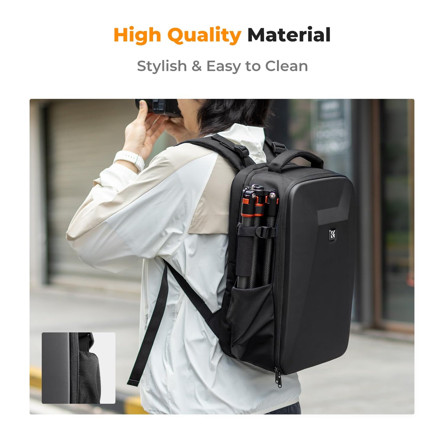 K&F CONCEPT Camera Backpack,Hardshell Photography DSLR Camera Bag with 15-15.6 Inch Laptop Compartment Waterproof Hard Shell Camera Case Compatible with Canon/Nikon/Sony/DJI Mavic Drone