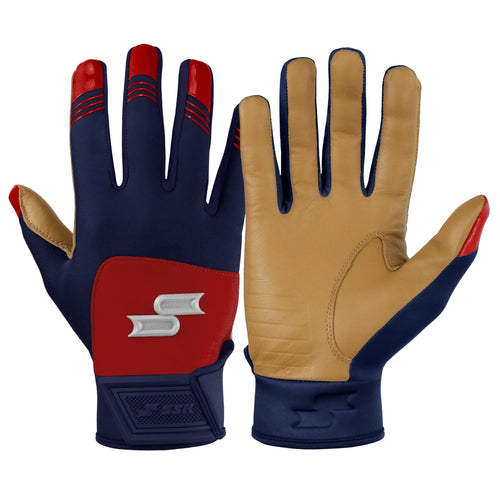 SSK X1 Color Rush Guantes de Bateo de Béisbol para Adultos (Talla XL / Azul Marino y Rojo)