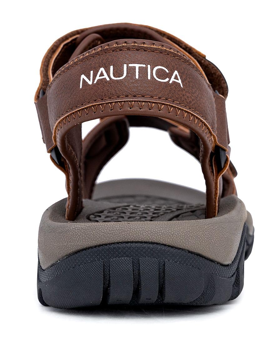 Nautica Men's Athletic Sport Sandals – Comfortable Hiking & Walking Sandals with Cushioned Sole, Bulty, Dark Brown