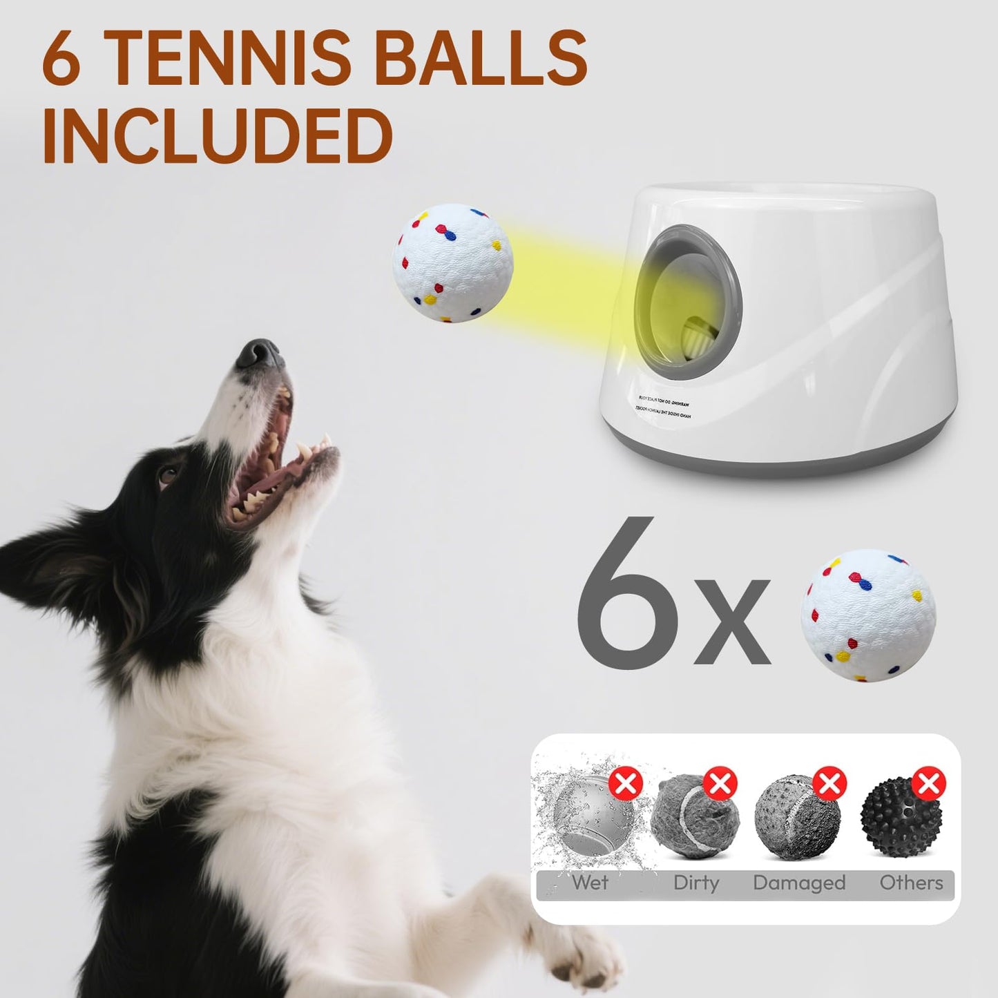 ZAPELL Lanzador de Pelotas Automático para Perros (Blanco y Gary)