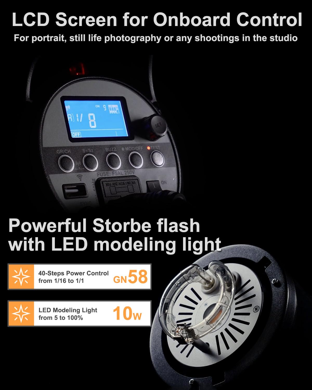 Godox SK300II-V SK300IIV 300Ws Photo Studio Strobe Flash Monolight Light with Reflector Kit, Bowens Mount, 10W LED Modeling Lamp for Studio, Shooting, Location, Portrait Photography 110~120V