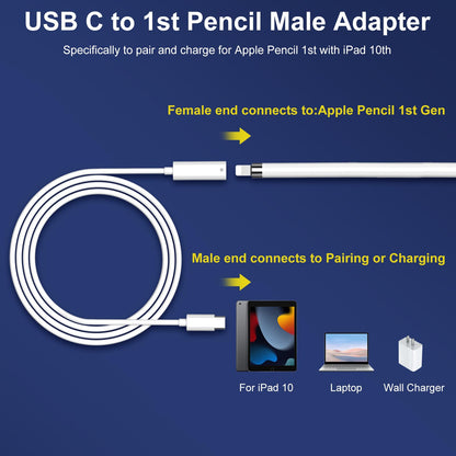 Cable Adaptador de Carga USB-C para Apple Pencil 1ª Generación (3.3 FT)