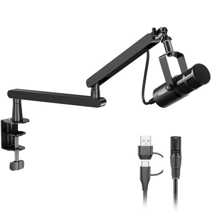 MAONO Micrófono Dinámico PD400X con Brazo Articulado (Paquete)