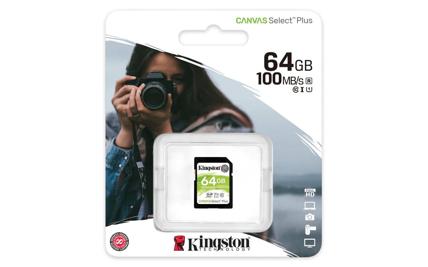 Kingston 64GB Canvas Select Plus SDXC Card | Up to 100MB/s | Class 10 UHS-I U1 V10 | SDS2/64GB