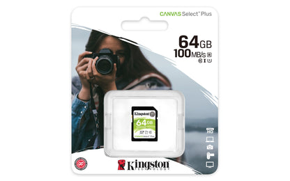 Kingston 64GB Canvas Select Plus SDXC Card | Up to 100MB/s | Class 10 UHS-I U1 V10 | SDS2/64GB