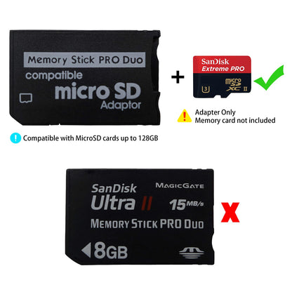 Funturbo PSP Memory Stick Adapter, Micro SD to Memory Stick PRO Duo MagicGate Card for Sony PlayStation Portable, Camera, Handycam