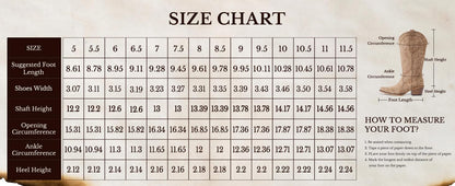 IUV Cowboy Boots For Women Western Cowgirl Boots with Chunky Heel Mid Calf Snip Toe Ideal for low insteps