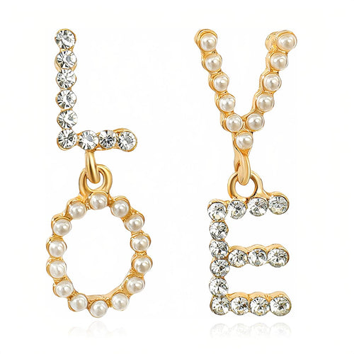 Cotsinyer Pendientes Colgantes Elegantes de Carta de Amor (Dorado y Blanco)