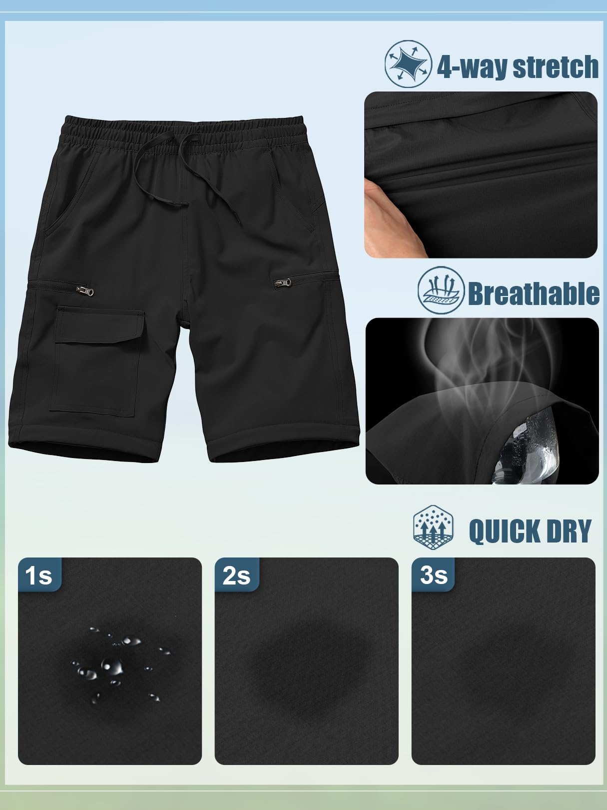 linlon Pantalones Cargo de Senderismo para Niños (Talla XL / Negro)
