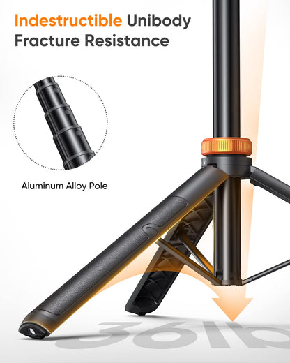 EUCOS 62" Phone Tripod, Tripod for iPhone & Selfie Stick with Remote, Extendable Cell Phone Stand & Ultimate Phone Holder, Solidest Phone Stand Compatible with iPhone/Android