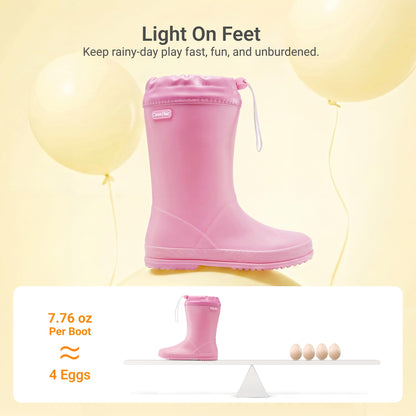 DREAM PAIRS Kids Rain Boots Boys Girls Lightweight Boots Waterproof Easy-on Outdoor Playing Rain Boot Unisex-Child, Pink, SDRB2401K