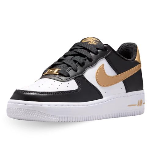 Nike Air Force 1 Big Kids' Shoes (Black/Black/White/Metallic Gold)