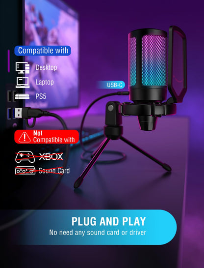 FIFINE Micrófono USB para Juegos AmpliGame (Para PC/PS5)