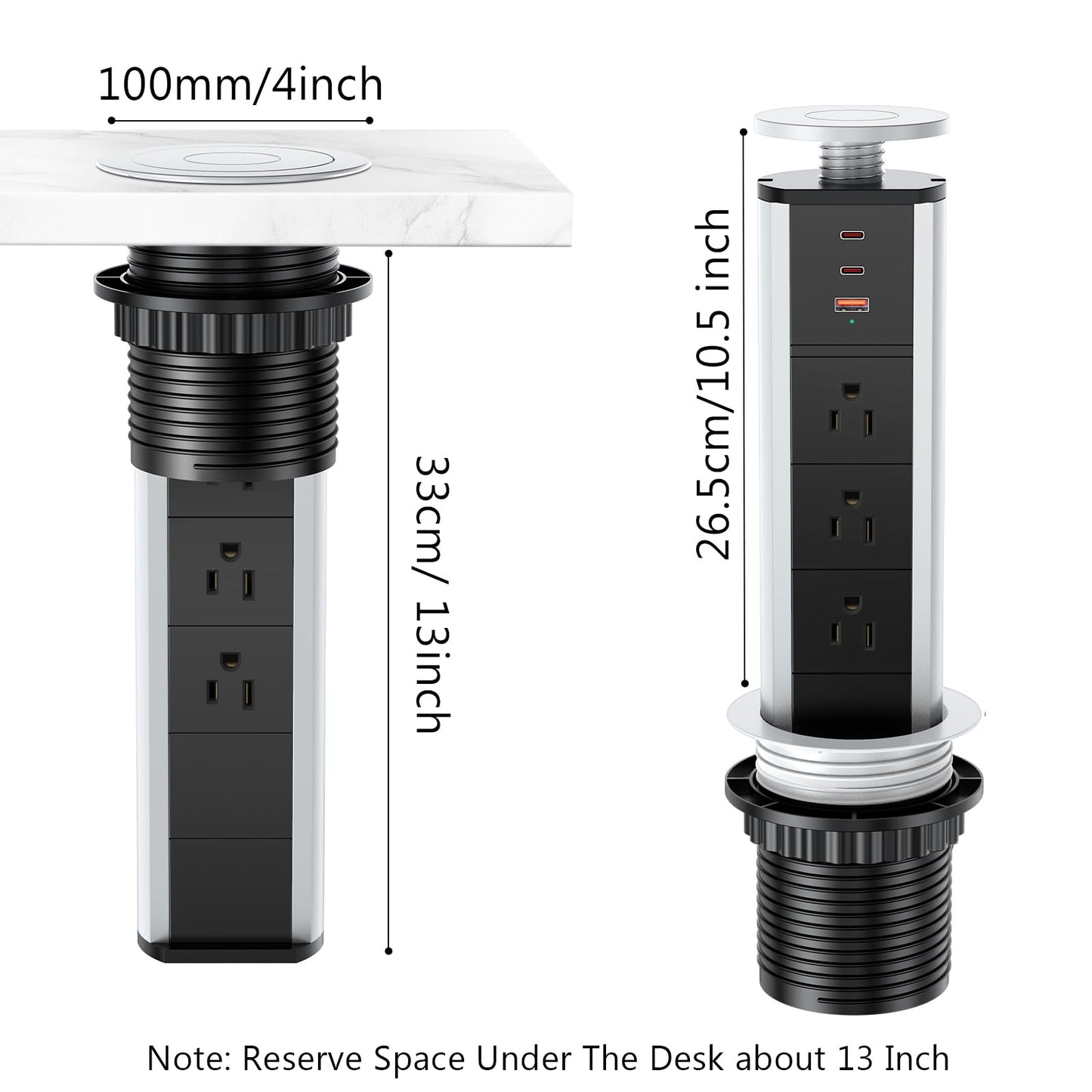 BTU Salida de Corriente Emergente para Encimera (20W / Negro y Plata)