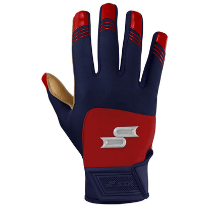 SSK X1 Color Rush Guantes de Bateo de Béisbol para Adultos (Talla XL / Azul Marino y Rojo)