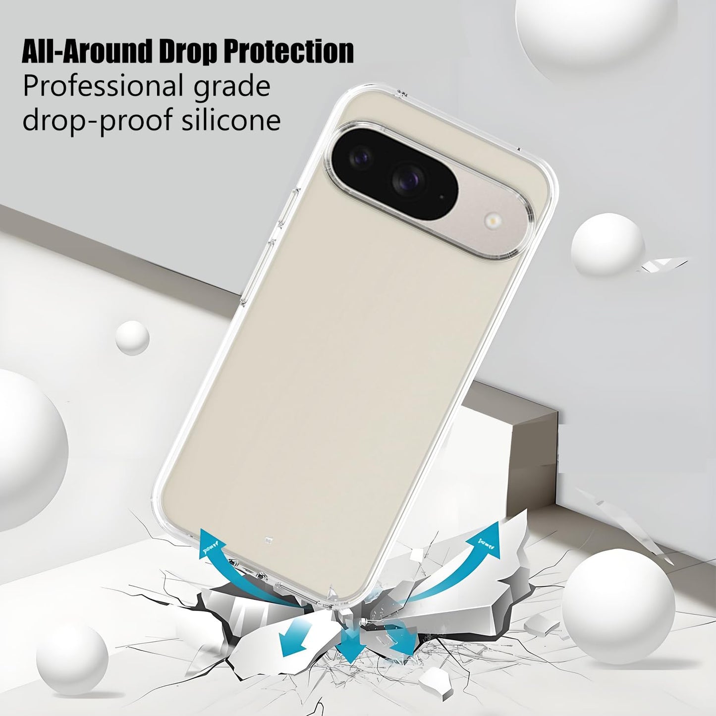 TENOC Funda Transparente para Google Pixel 9 y 9 Pro (6.3 Pulgadas)