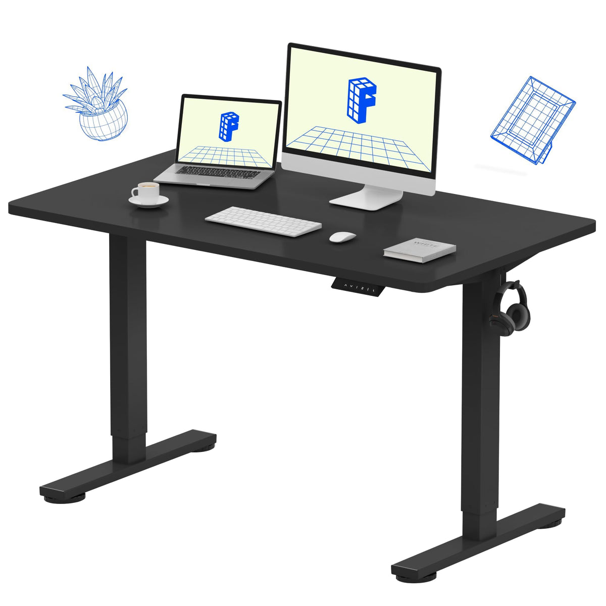 FLEXISPOT Escritorio Eléctrico Ajustable EN1 48"x24" (Black)