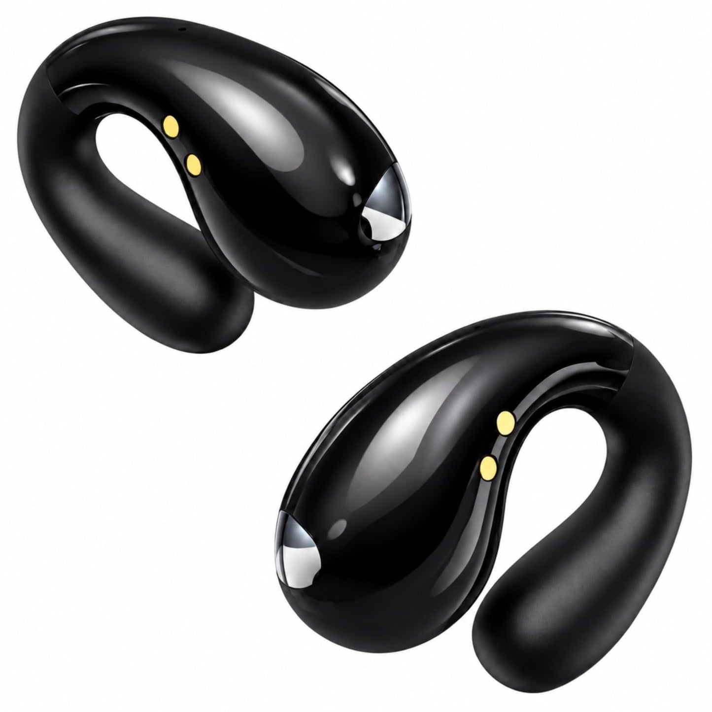 Boytond Ultra Open Ear Earbuds - Comfortable Clip-On Bone Conduction Earbuds, Over-The-Ear Open Headphones with Waterproof Build for Running, Gym Workouts, and Outdoor Sports, Onyx Black