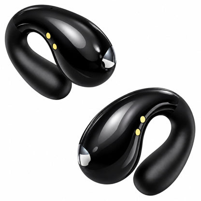 Boytond Ultra Open Ear Earbuds - Comfortable Clip-On Bone Conduction Earbuds, Over-The-Ear Open Headphones with Waterproof Build for Running, Gym Workouts, and Outdoor Sports, Onyx Black