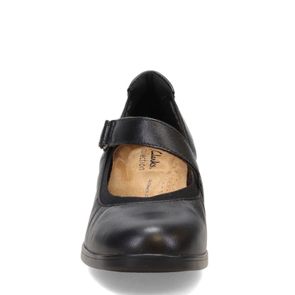 Clarks Black's Emily 2 Mabel Pump, Black Leather