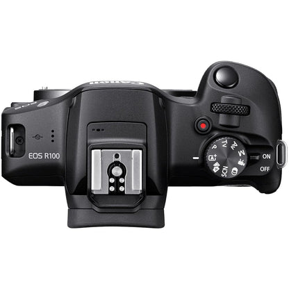 Canon EOS R100 Mirrorless Camera with RF-S 18-45mm f/4.5-6.3 is STM Lens | 24.1MP APS-C CMOS Sensor, Dual Pixel AF, Full HD Video | Compact RF Mount Camera for Beginners with Bag and 64GB Card