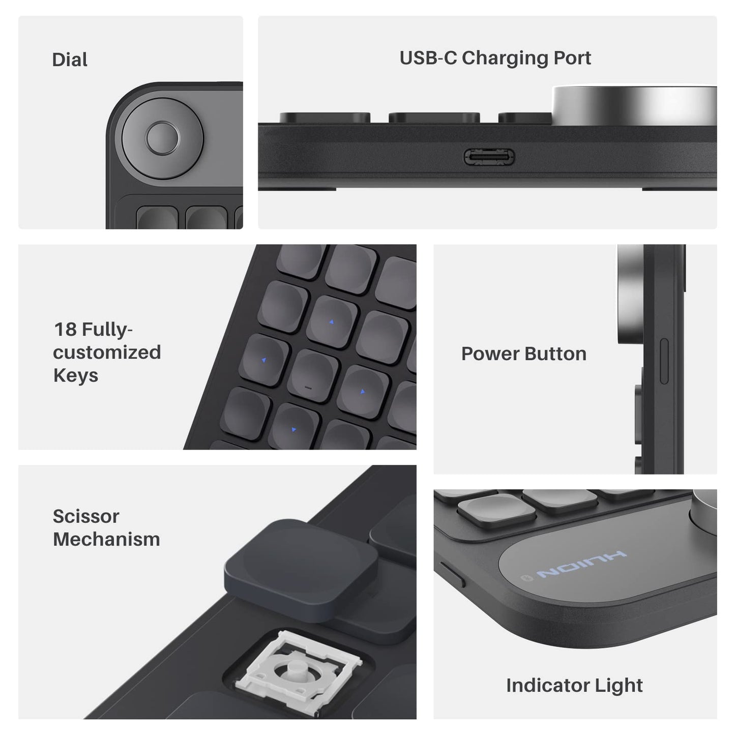 HUION Teclado Programable Keydial Mini Bluetooth (18 Teclas)