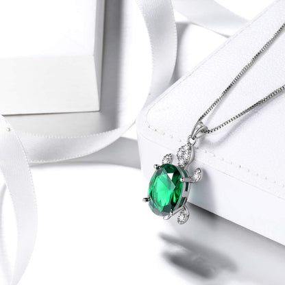 Aurora Tears Collar de Tortuga Verde de Plata 925 (Cristal Esmeralda)