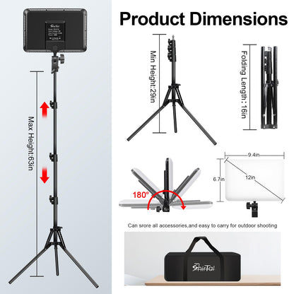 Shirtal 12" LED Video Light Kit,2-Pack Photography Lighting Kit,73" Height 2800-6500K Dimmable Studio Lights with Tripod Stand and Phone Holder, Streaming Lighting for Video Recording,Podcast,YouTube