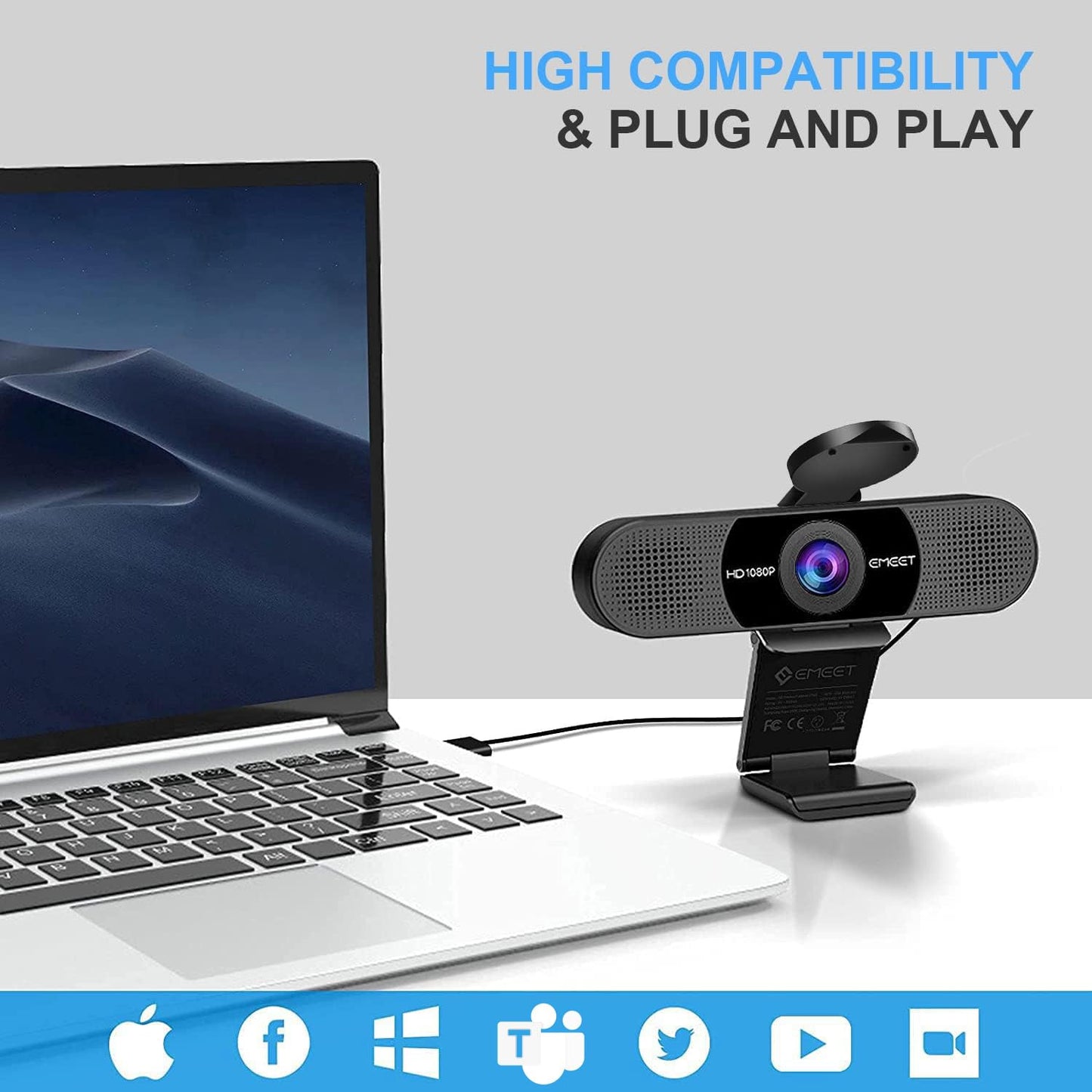 EMEET C960 Cámara Web con Micrófono (1080P)
