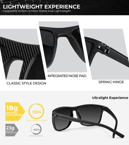 KALIYADI Lentes de Sol Polarizados para Hombre (Negro/Azul Hielo/Rojo)