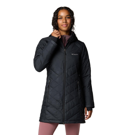 Columbia Chaqueta Acolchada Larga con Capucha para Mujer (Negro / Talla S)