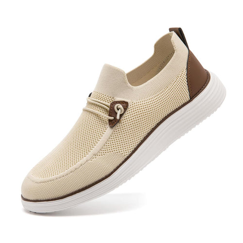 WOHHHW Men's Loafers Slip On Shoes Men Boat Shoes Casual Walking Shoes for Men Comfort Lightweight Breathable Beige