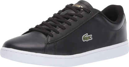 Lacoste Women's Hydez Leather Sneaker, Black/Gold