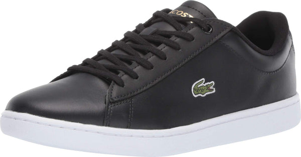 Lacoste Women's Hydez Leather Sneaker, Black/Gold