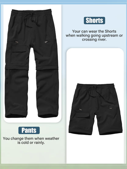 linlon Pantalones Cargo de Senderismo para Niños (Talla XL / Negro)