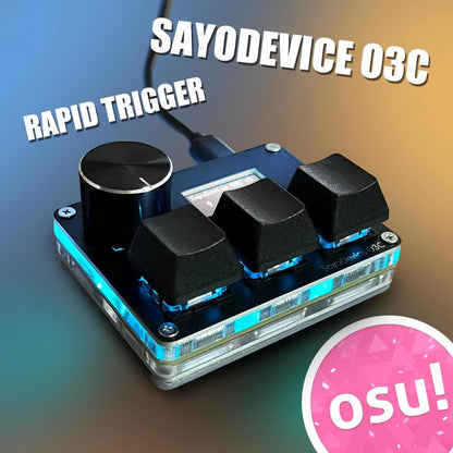 BTXETUEL Miniteclado SayoDevice O3C para OSU (Con Pantalla y Perilla)